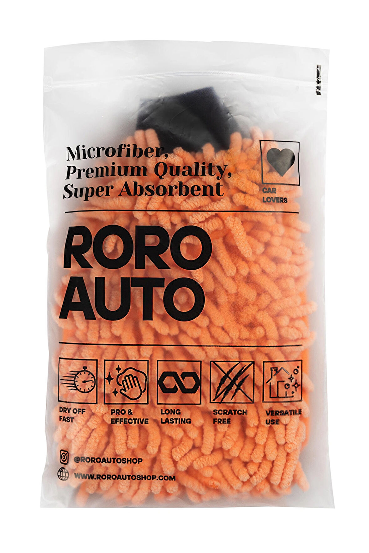 Roro Auto Munzur Mikrofiber Araç Yıkama Eldiveni Turuncu