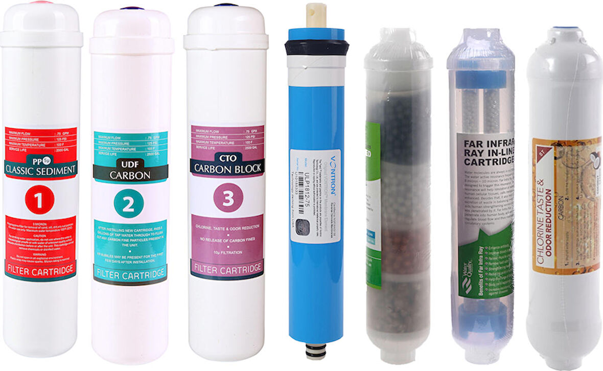 E-Water Kapalı Kasa Su Arıtma Cihazı Filtresi - Inline 7 Aşamalı Su Arıtma Filtre Seti - Detox - 4'lü