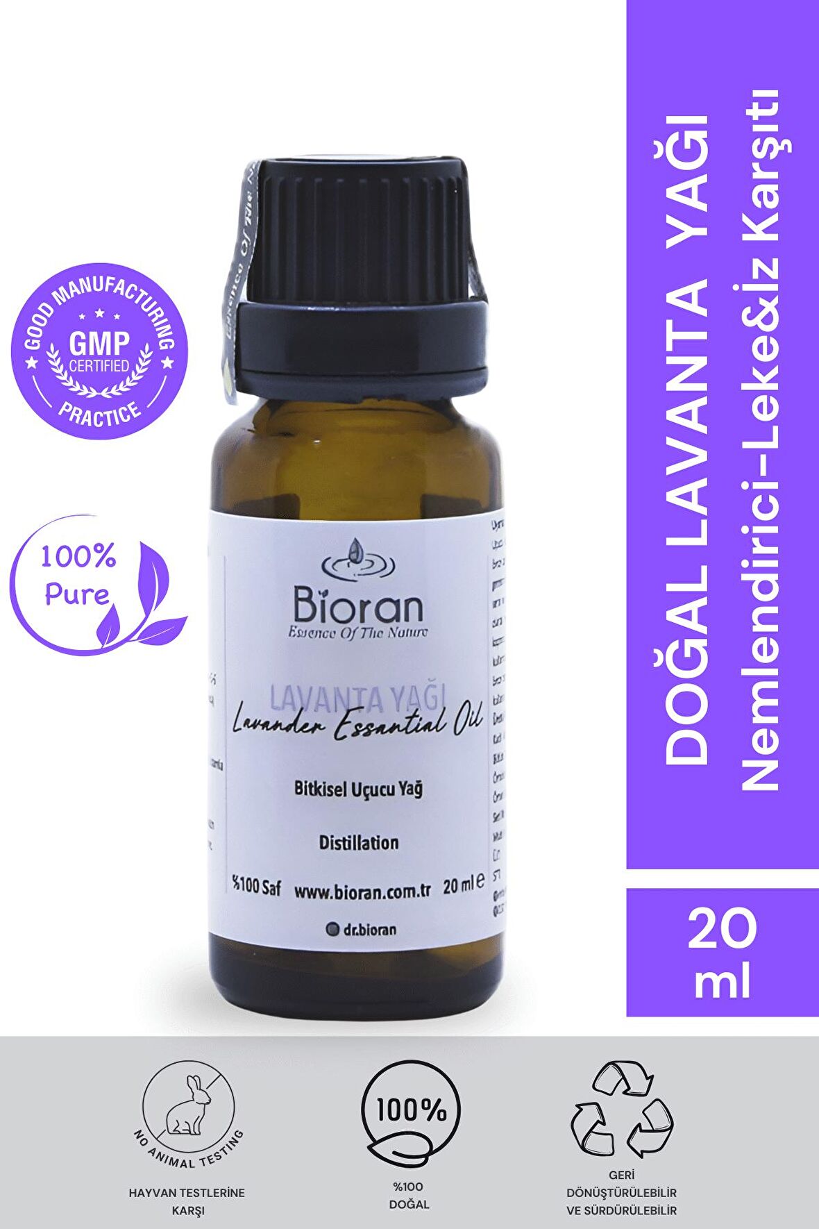 Lavanta Yağı % 100 Saf Bitkisel Uçucu Yağ 20 ml. (Lavender Essential Oil)