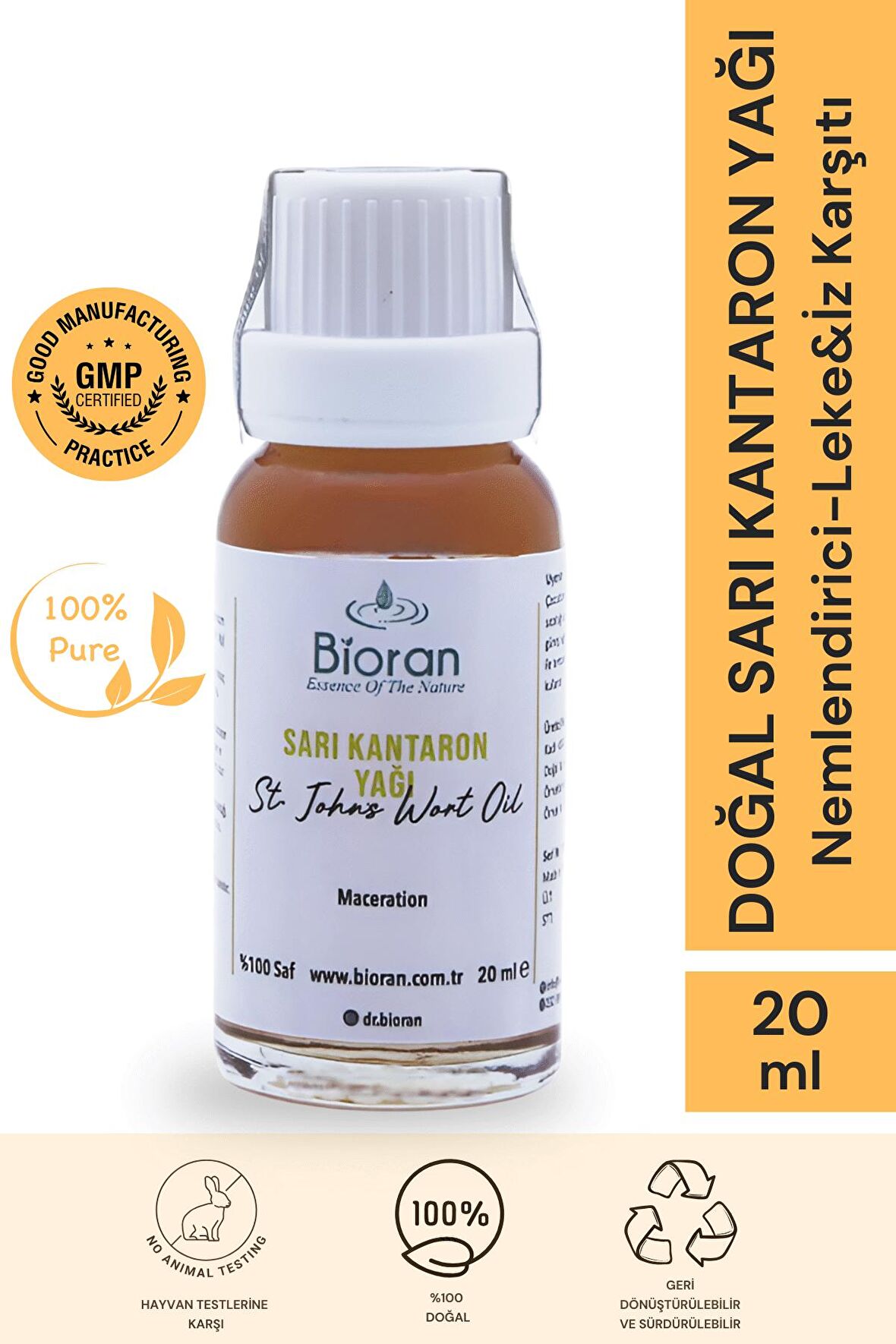 Sarı Kantaron Yağı %100 Saf Bitkisel Yağ 20ml. (St John's Wort Oil)