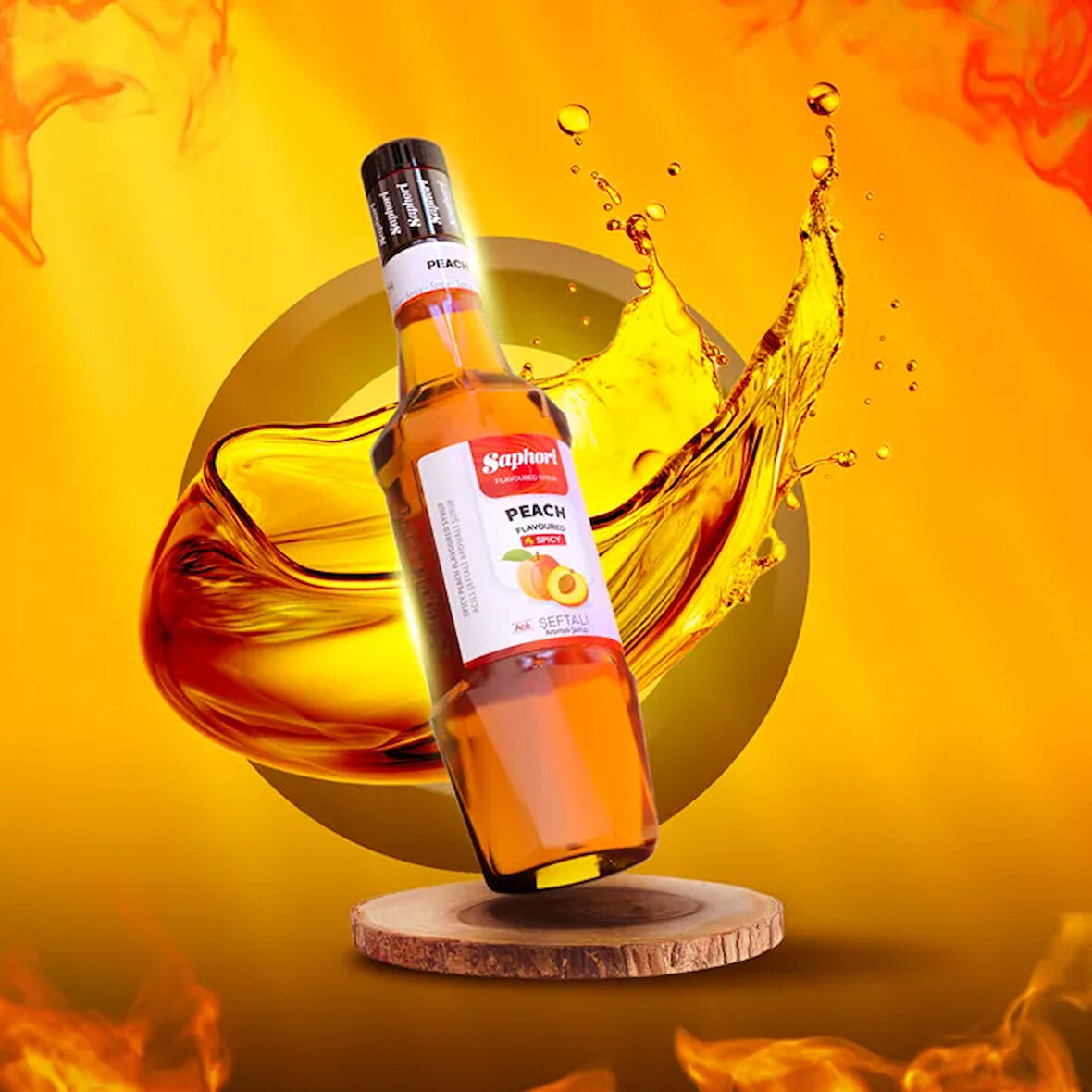 Saphori Acılı Şeftali Aromalı Kokteyl Şurubu Acılı Şeftali Şurubu 700 ML