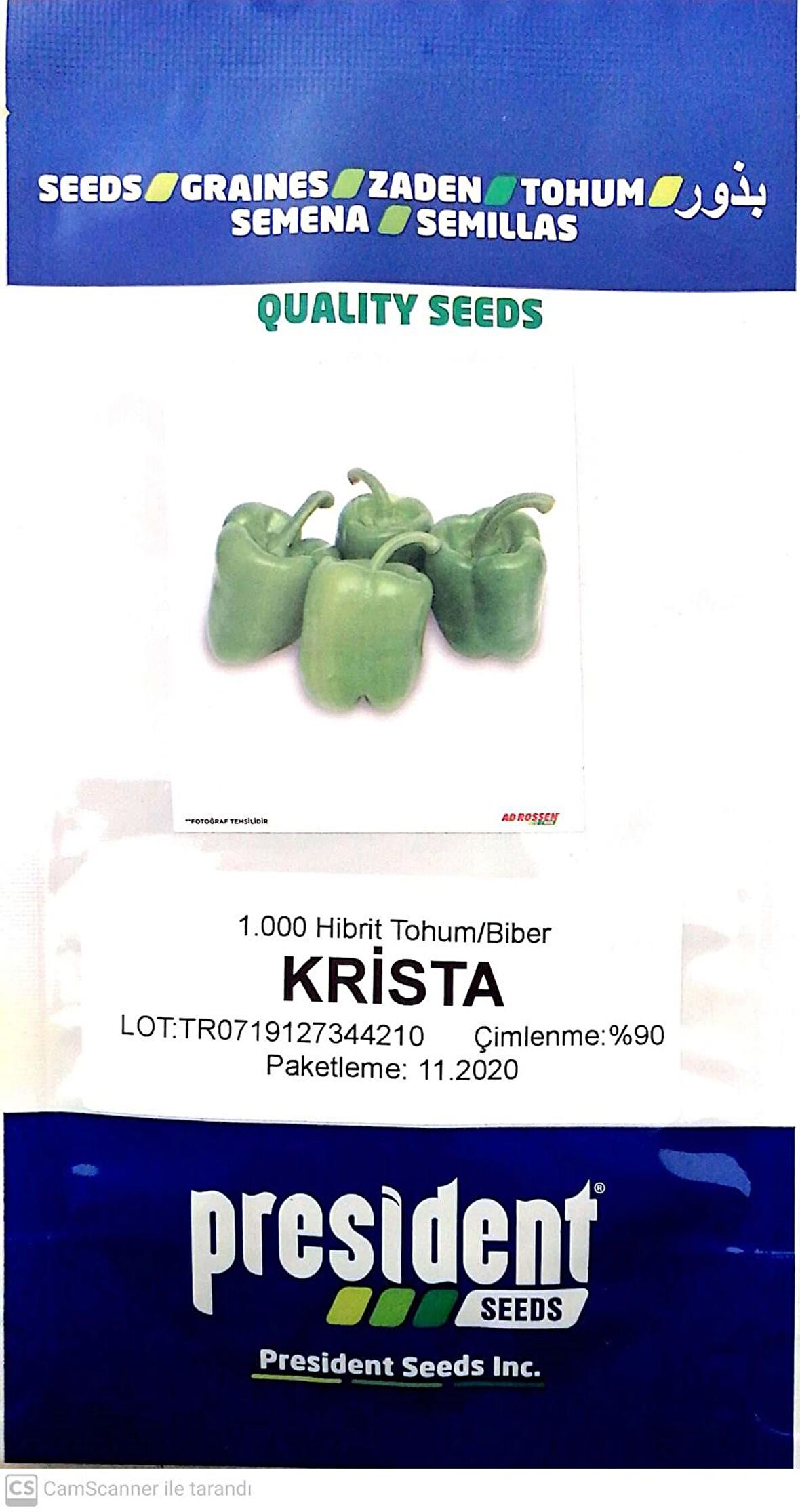 Krista F1 (Hibrit Dolma Biber Tohumu)(Koyu Renk)(1000 adet)