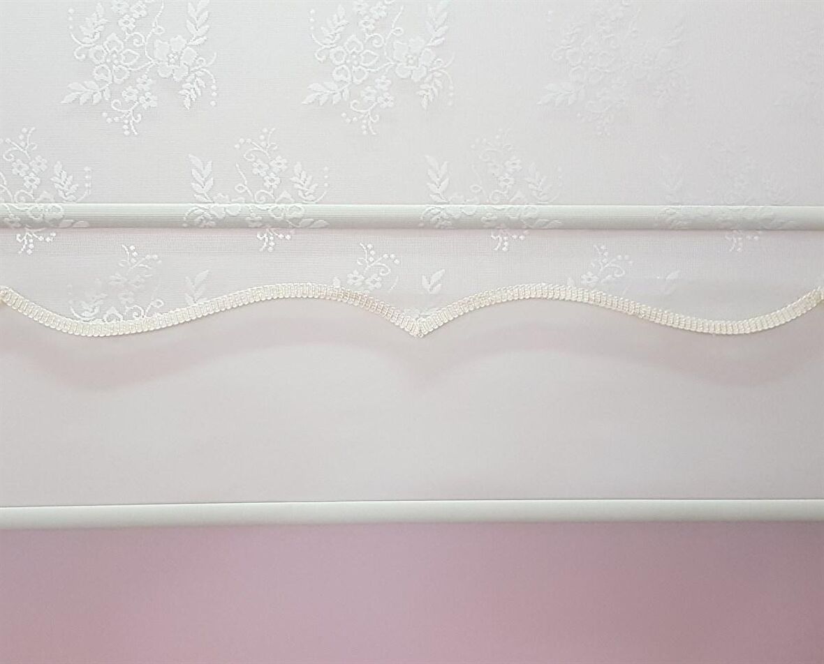 Çift Mekanizmalı Kırık Beyaz Tül Perde ve Ekru Stor Perde STB45253-V01