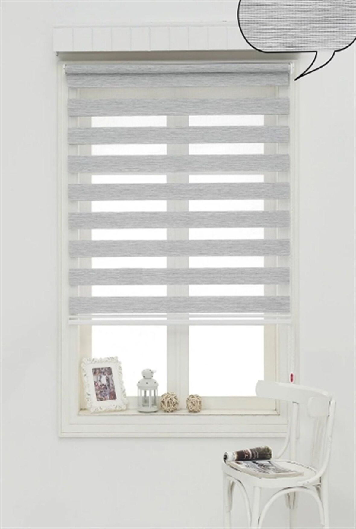 Zebra Stor Perde Gri Etek Dilimli STB-400-V04