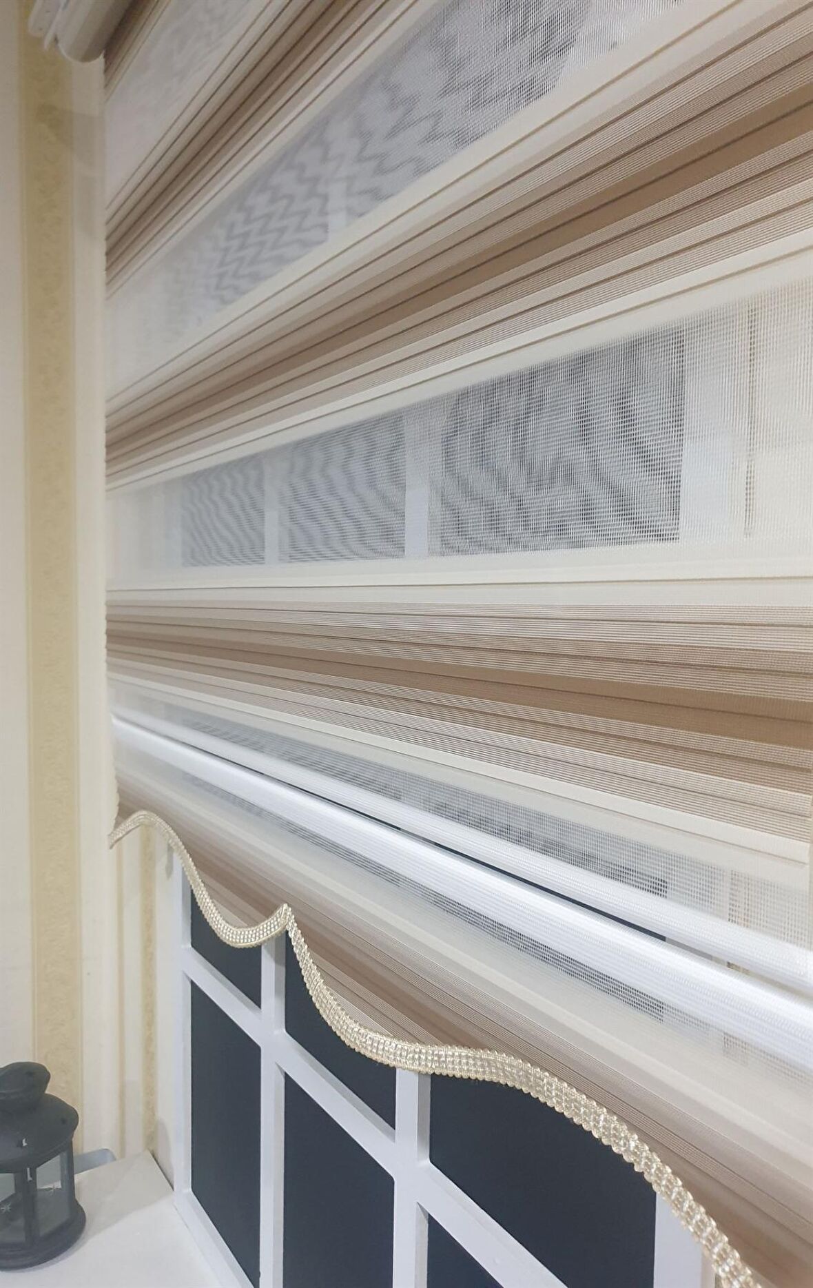 Zebra Stor Plise Renk Geçişli Açık Kahve Etek Dilimli STB 483