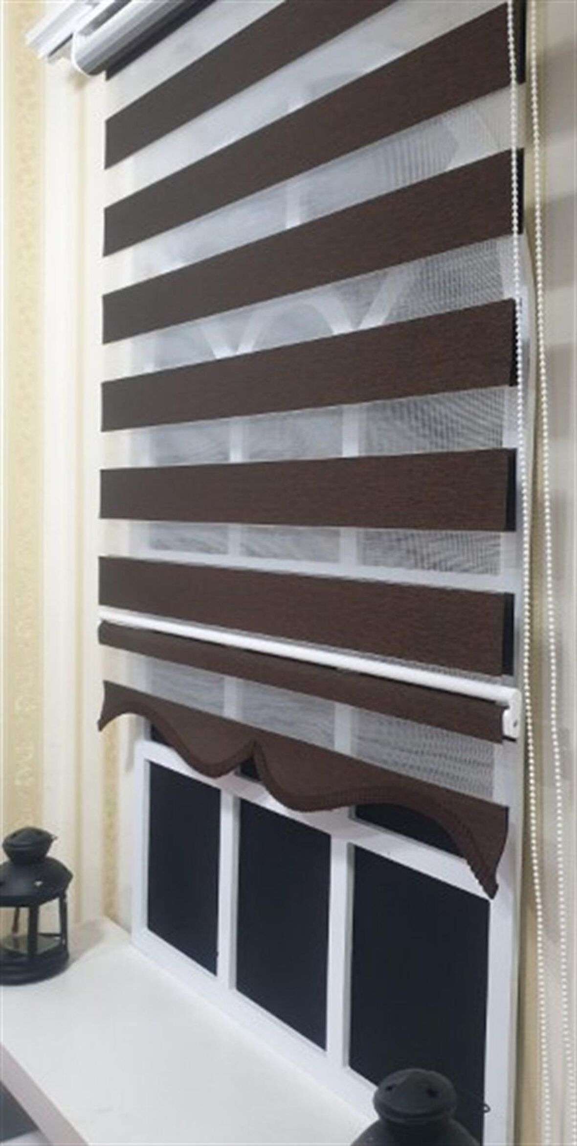 Zebra Stor Perde Koyu Kahve Etek Dilimli ST 034