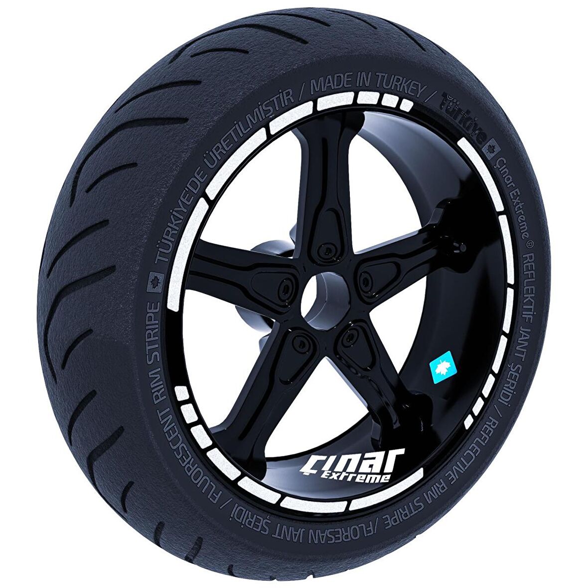 Moto GP Stili Jant Şeridi Sticker Reflektif & Floresan Renkler Çınar Extreme  Reflektif Gri