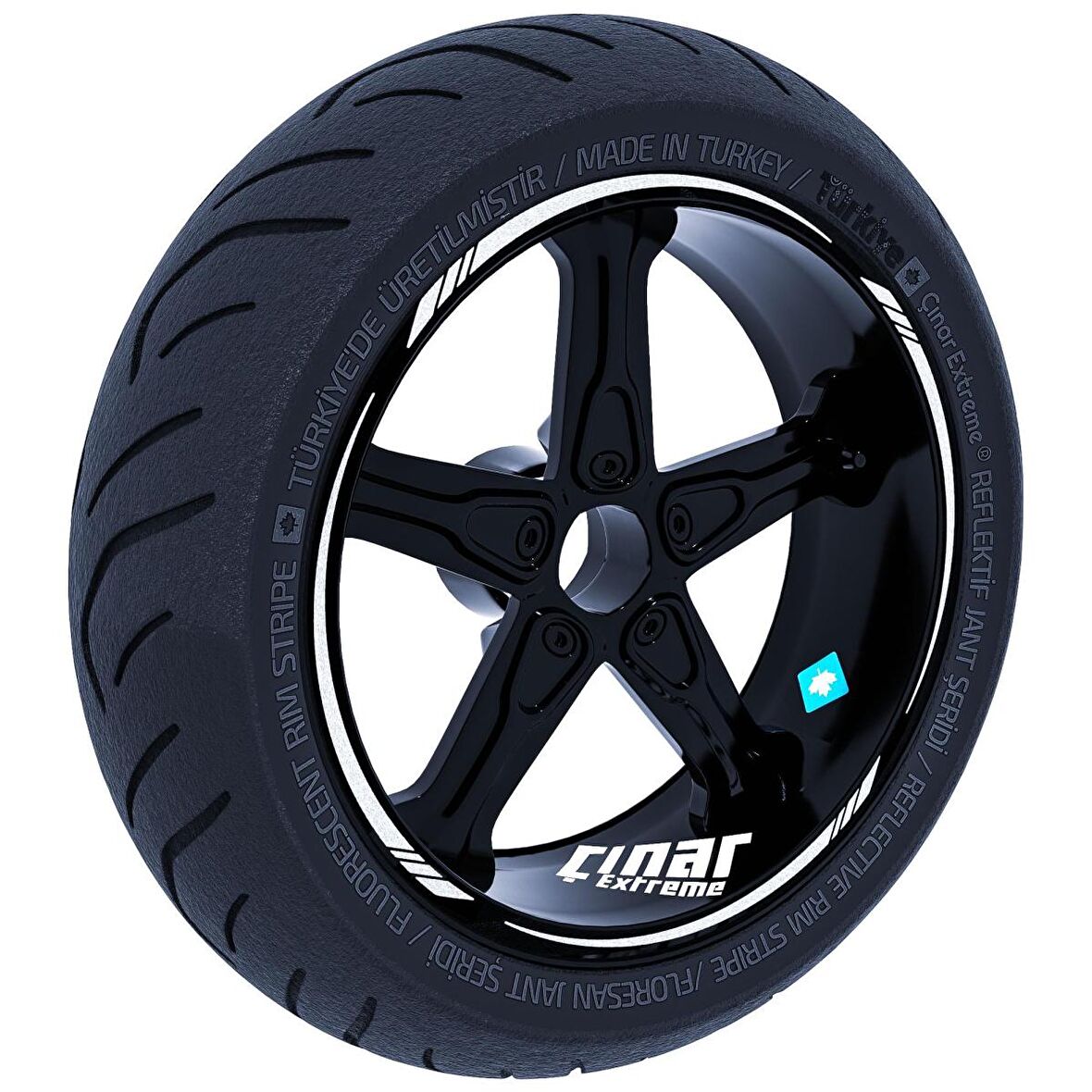 4 Parçalı Keskin Jant Şeridi Sticker Reflektif & Floresan Renkler Çınar Extreme  Reflektif Gri