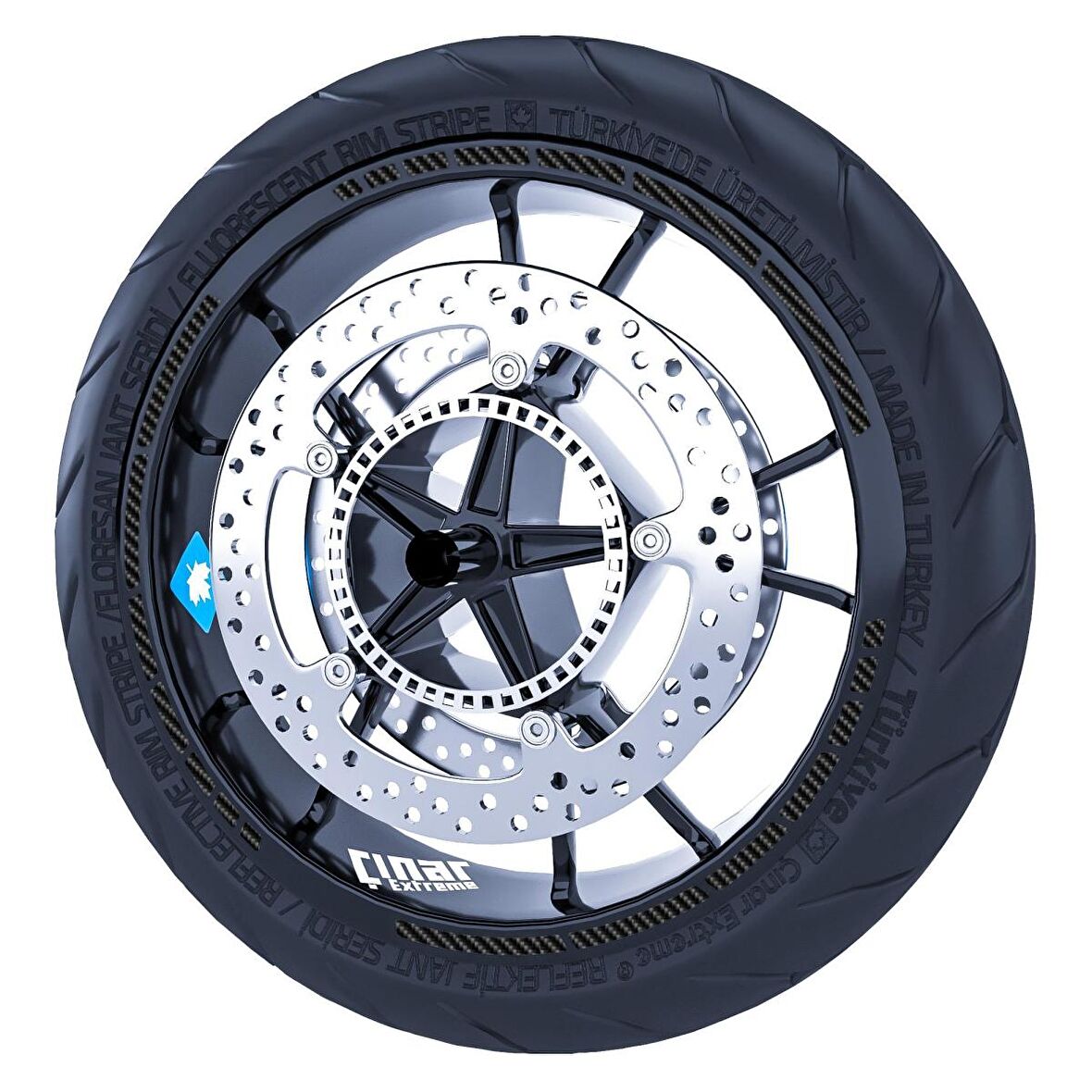 Karbon Fiber Dokulu Moto GP Stili Jant Şeridi Sticker Çınar Extreme 