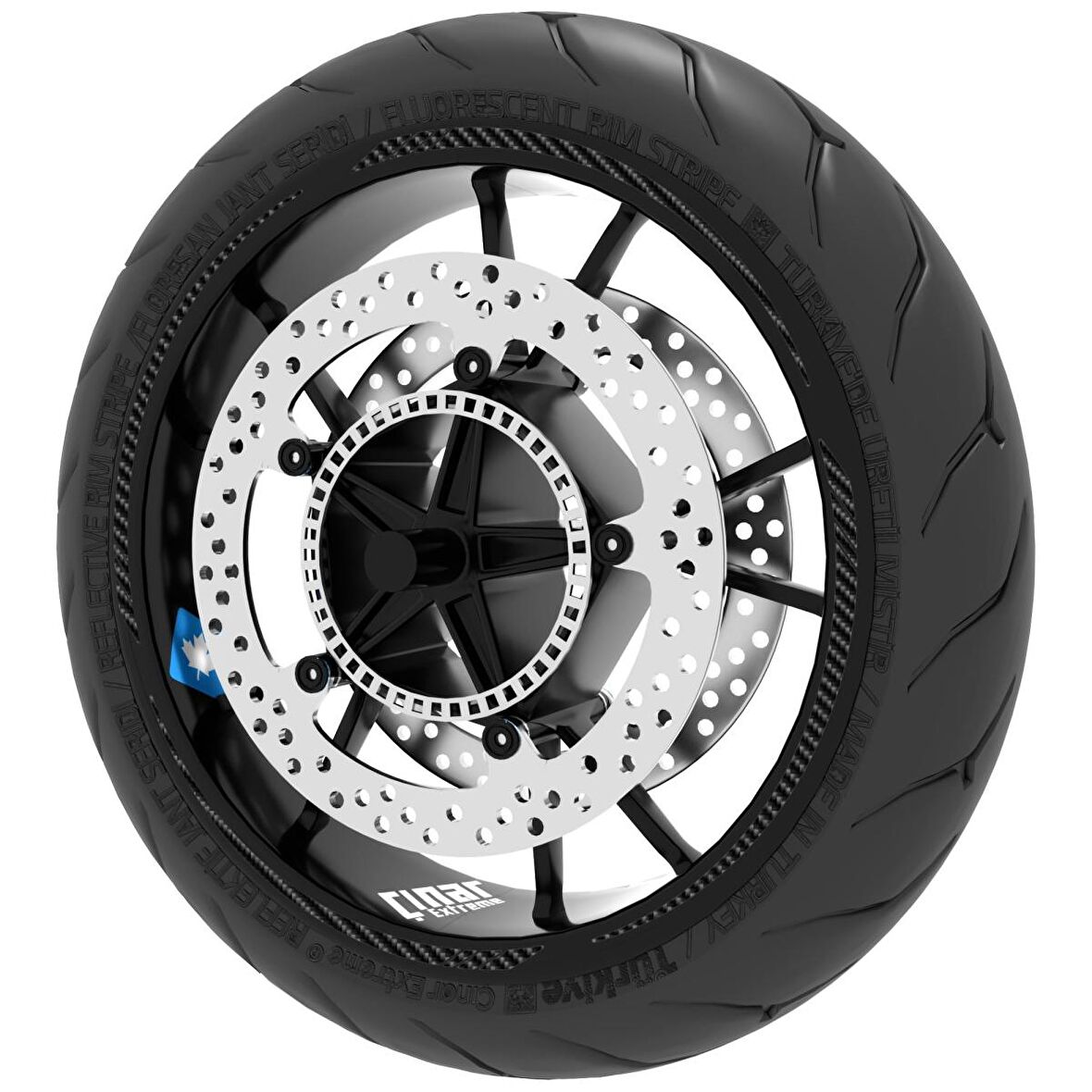 Karbon Fiber Dokulu 4 Parçalı Keskin Jant Şeridi Sticker Çınar Extreme 