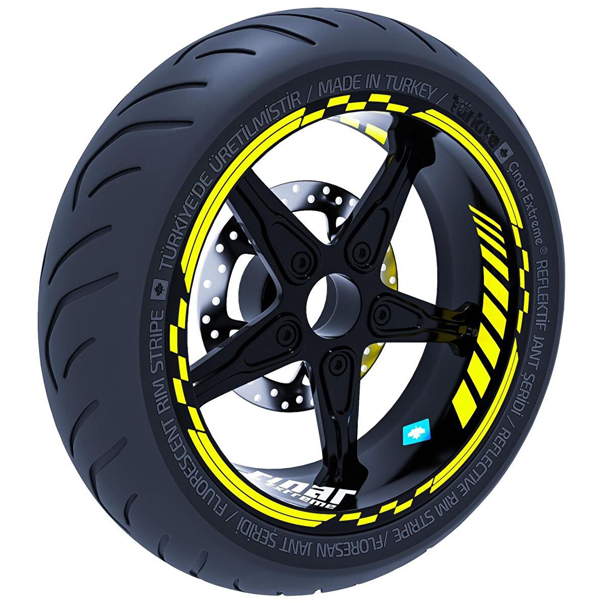 Floresan Sarı Moto GP İç Dış Jant Şeridi Takım Sticker Çınar Extreme