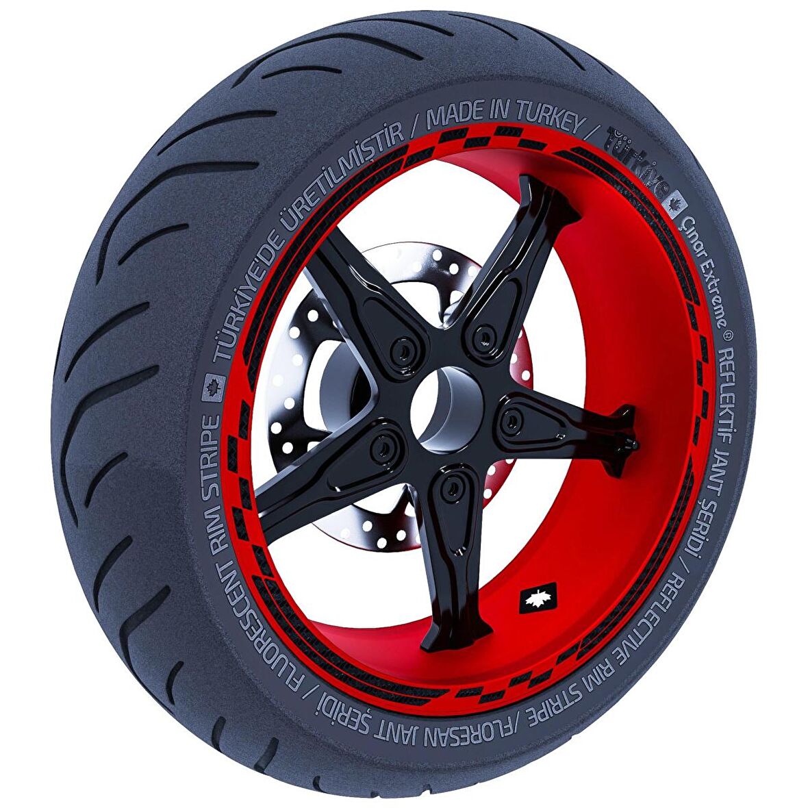 Moto GP Yarış Bayraklı Jant Şeridi Sticker Reflektif & Floresan Renkler Çınar Extreme  Siyah Karbon Fiber