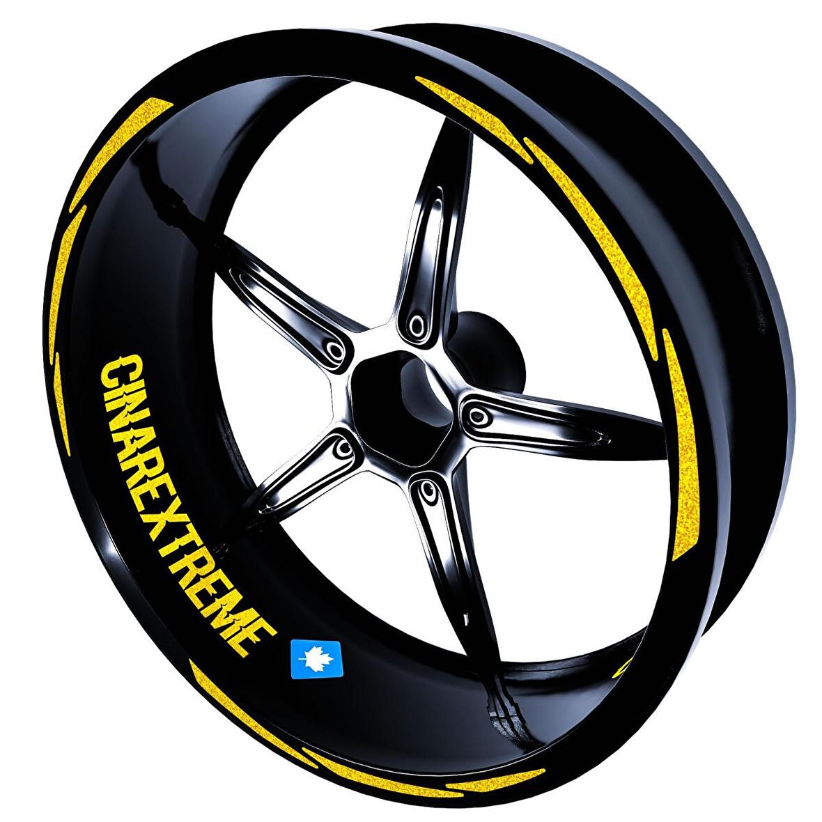 3 Parça Tasarımlı Reflektif Sarı Jant Şeridi Sticker Çınar Extreme 