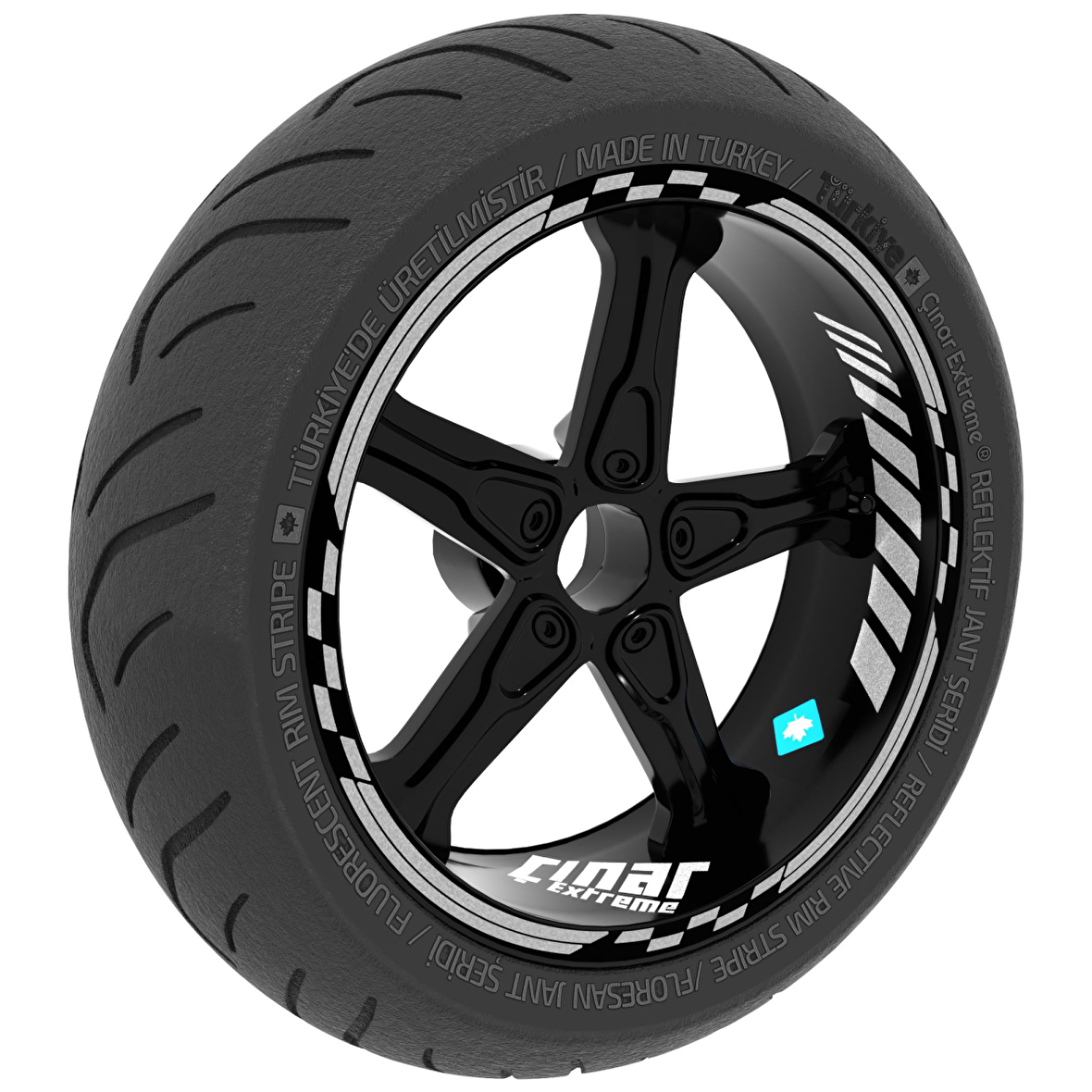 Moto GP İç Dış Jant Şeridi Takım Sticker Reflektif & Floresan Renkler Çınar Extreme  Gümüş