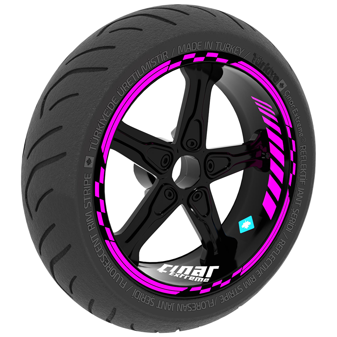 Moto GP İç Dış Jant Şeridi Takım Sticker Reflektif & Floresan Renkler Çınar Extreme  Gül Pembesi