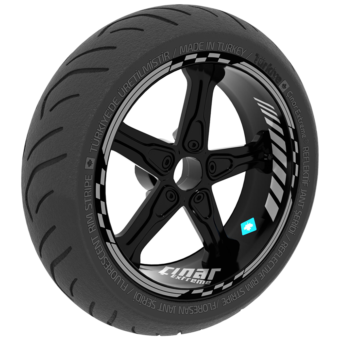 Moto GP İç Dış Jant Şeridi Takım Sticker Reflektif & Floresan Renkler Çınar Extreme  Taş Grisi