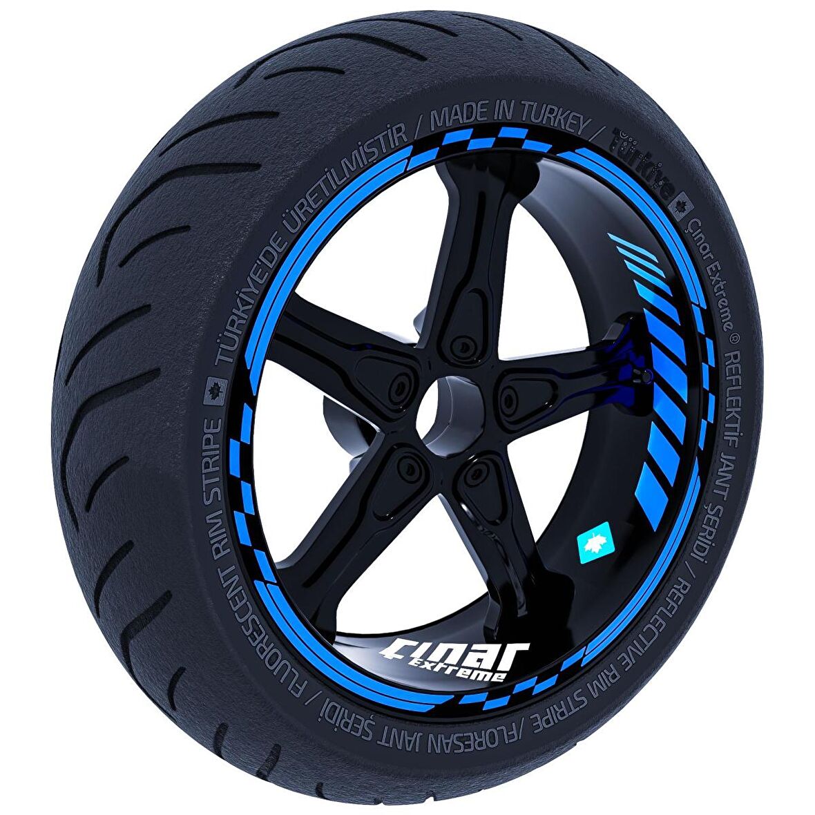 Azur Mavi Moto GP İç Dış Jant Şeridi Takım Sticker Çınar Extreme 