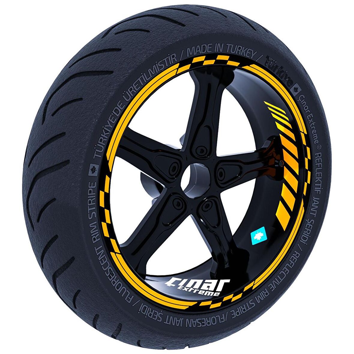 Taksi Sarısı Moto GP İç Dış Jant Şeridi Takım Sticker Çınar Extreme 