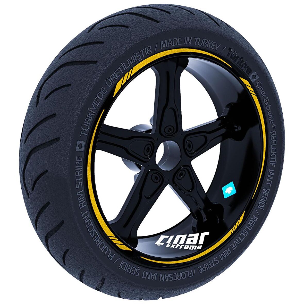 Yaldızlı Gold 4 Parçalı Keskin Jant Şeridi Sticker Çınar Extreme 