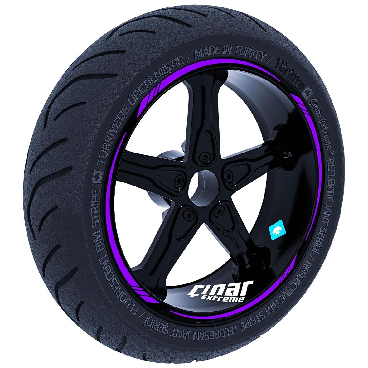 Patlıcan Moru 4 Parçalı Keskin Jant Şeridi Sticker Çınar Extreme 