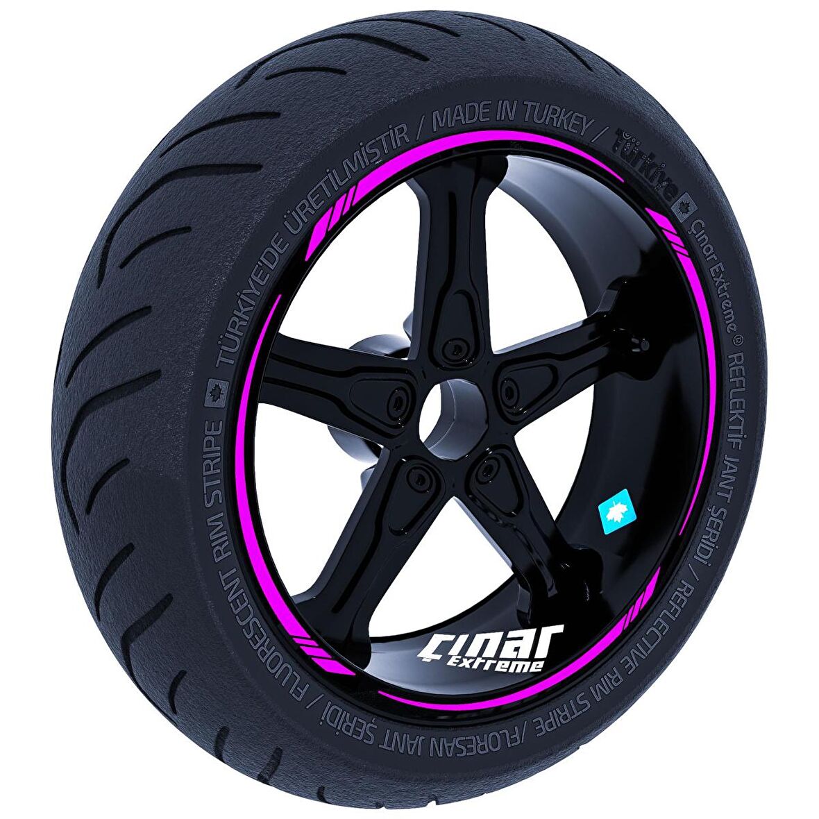 Gül Pembesi 4 Parçalı Keskin Jant Şeridi Sticker Çınar Extreme 