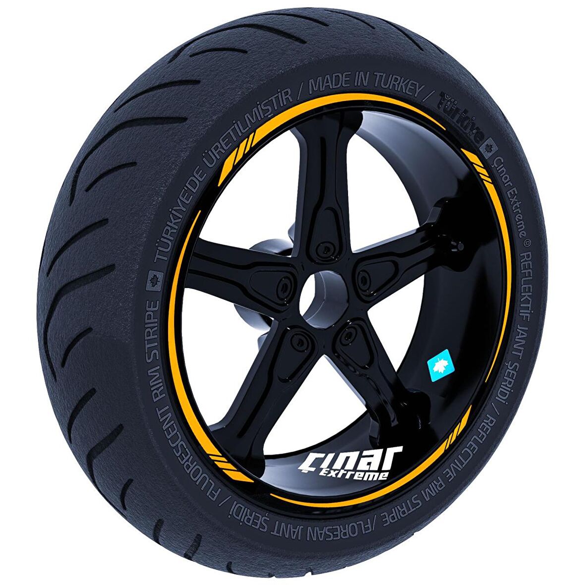 Taksi Sarısı 4 Parçalı Keskin Jant Şeridi Sticker Çınar Extreme 