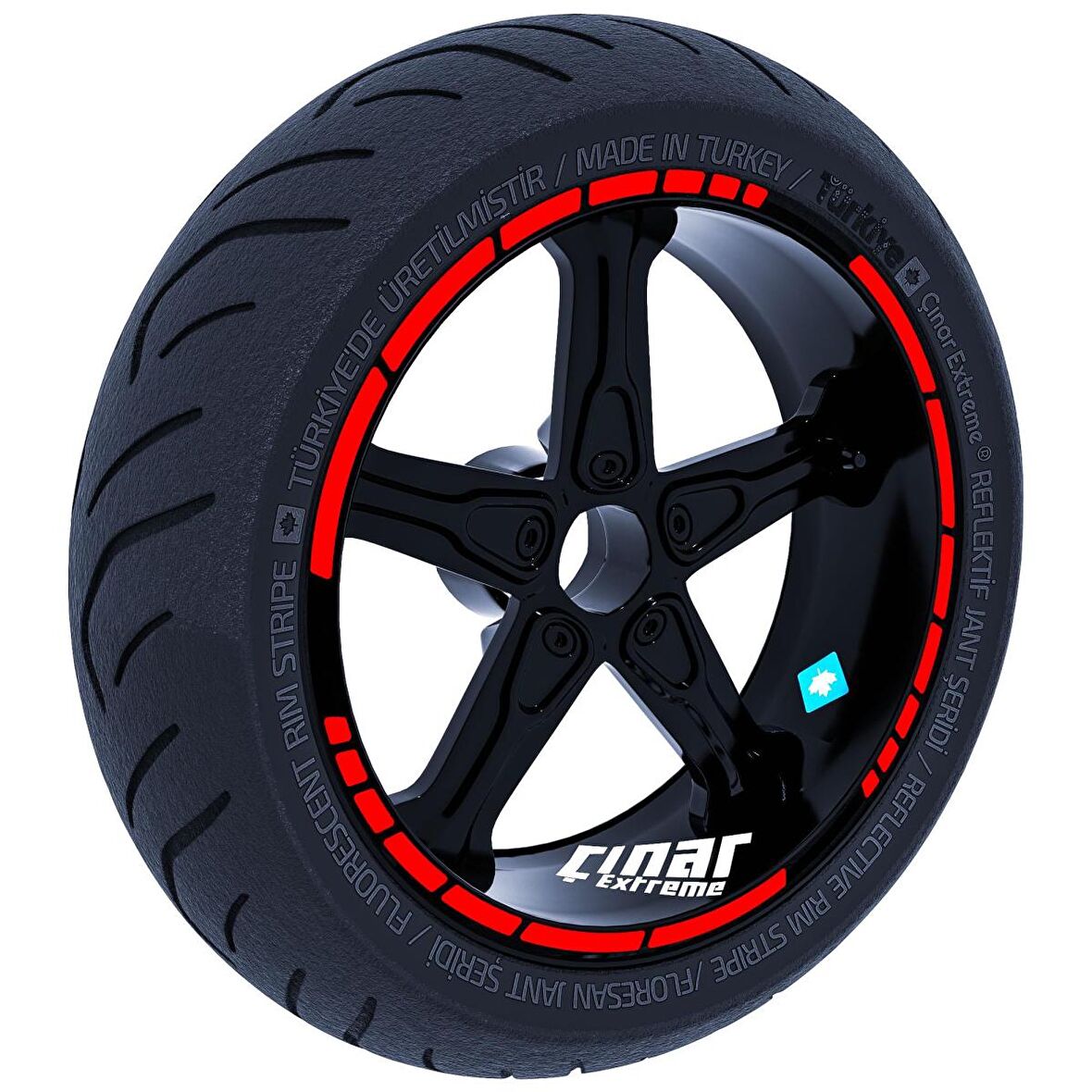 Moto GP Stili Bayrak Kırmızı Jant Şeridi Sticker Çınar Extreme