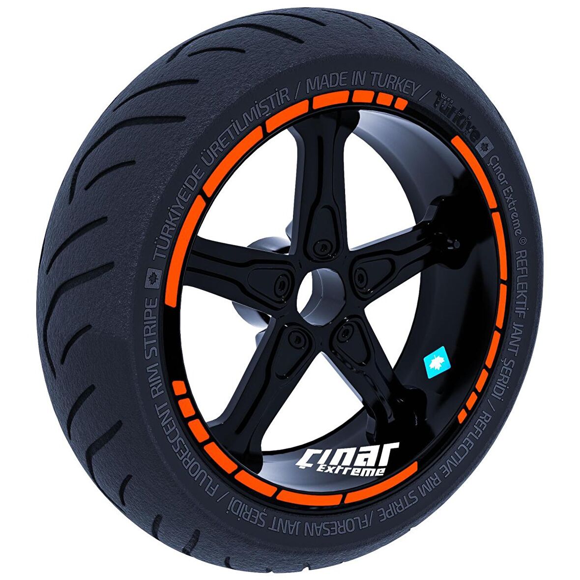 Moto GP Stili Alev Turuncusu Jant Şeridi Sticker Çınar Extreme