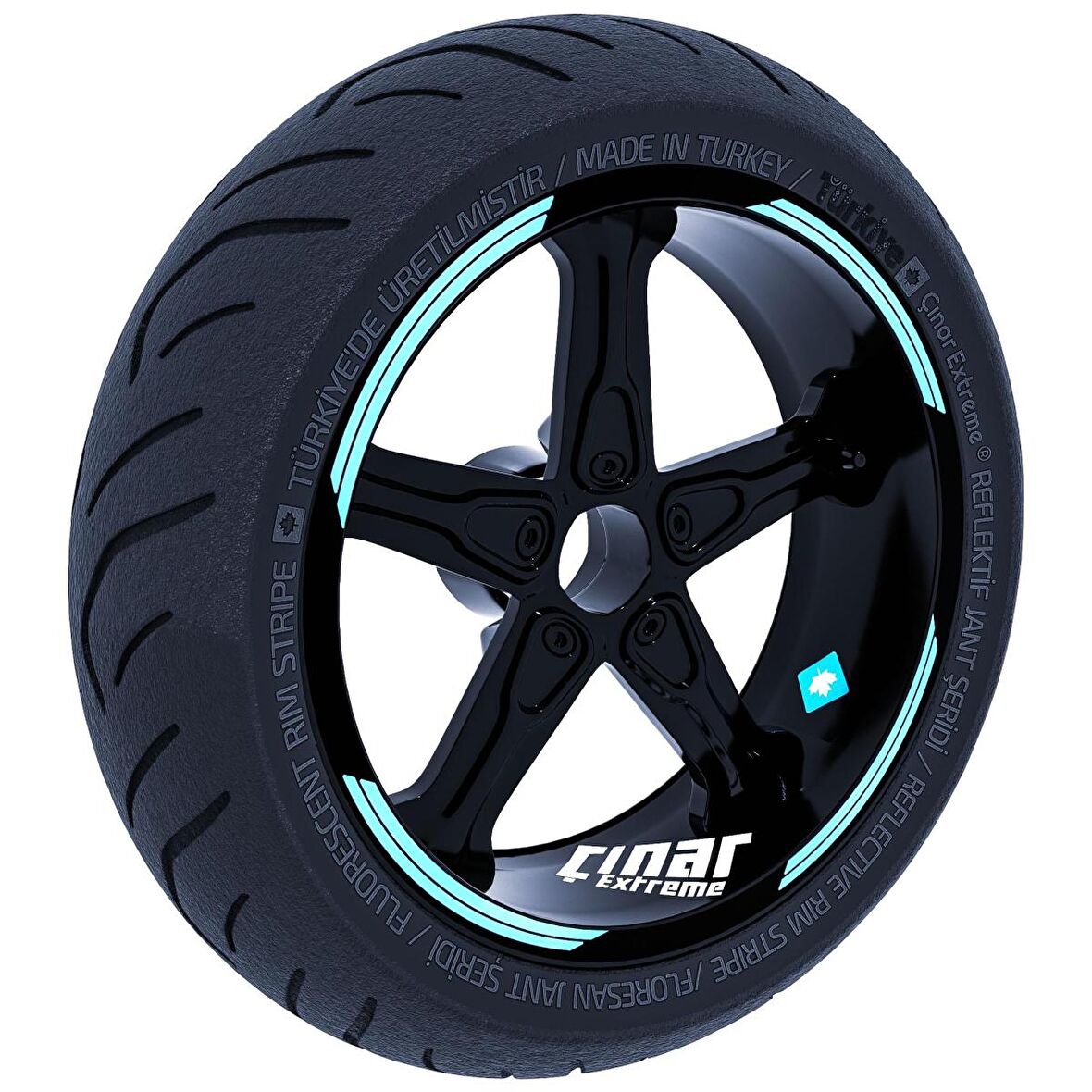 Double Stripe Tasarımlı Nane Yeşili Jant Şeridi Sticker Çınar Extreme 