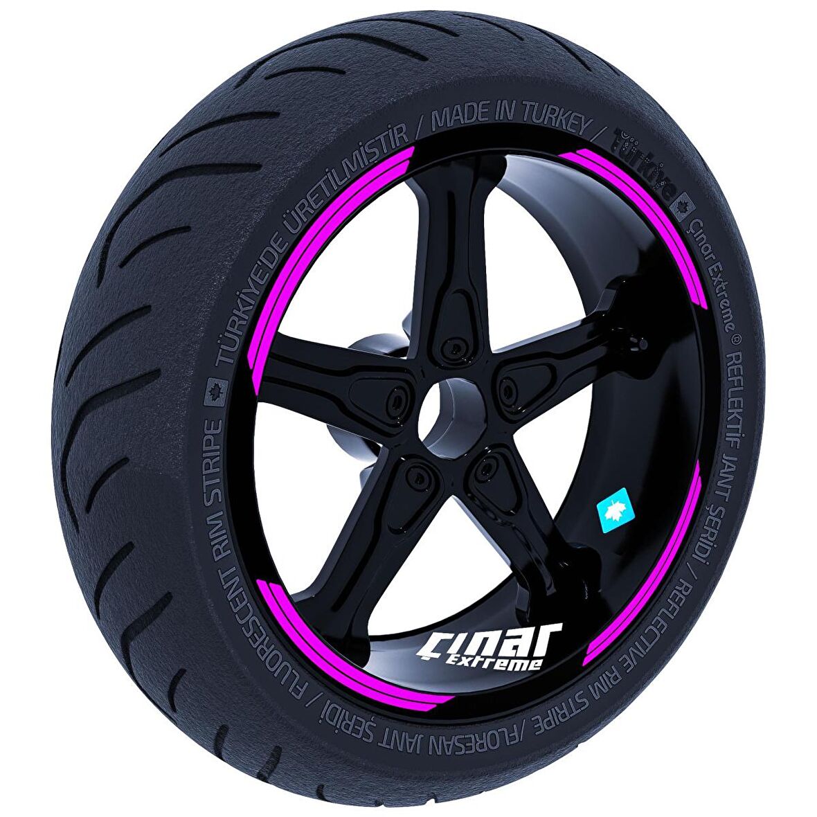Double Stripe Tasarımlı Gül Pembesi Jant Şeridi Sticker Çınar Extreme 