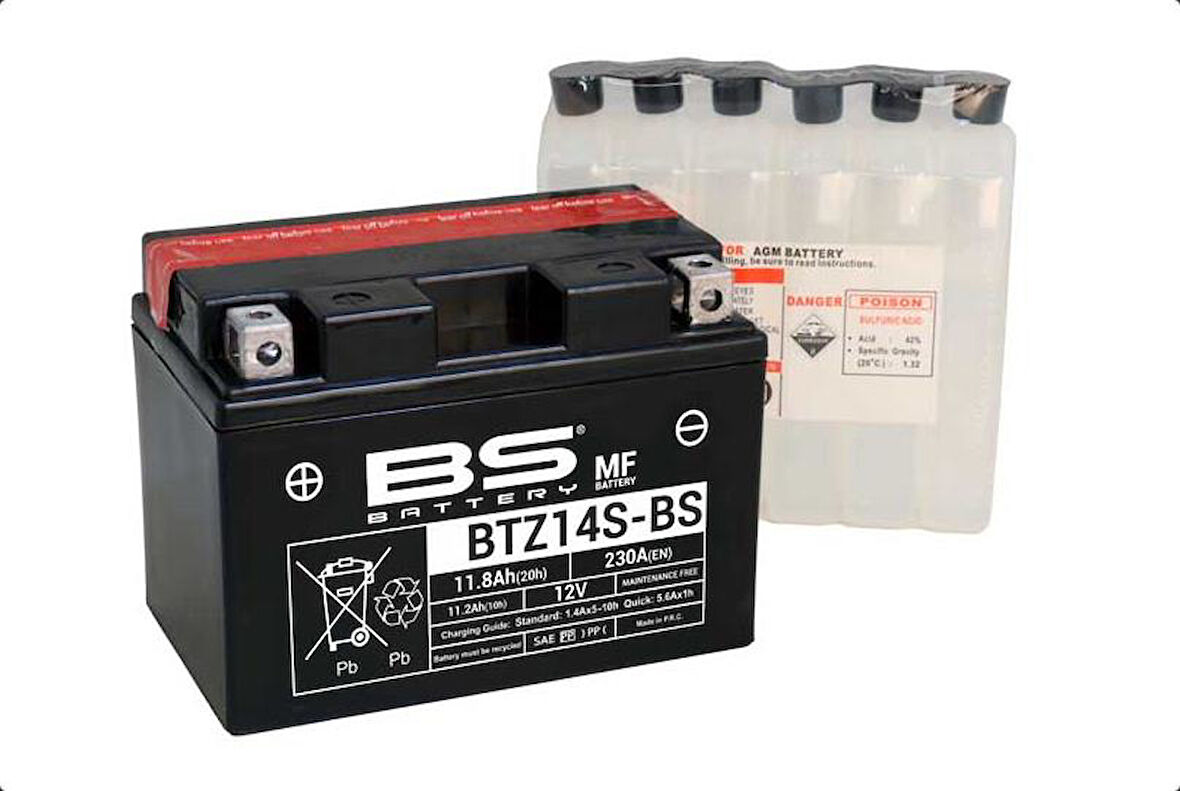 Bs Btz14s-Bs 2006-2013 Honda NT 700 V Deauville ABS Uyumlu Akü Sulu Akü