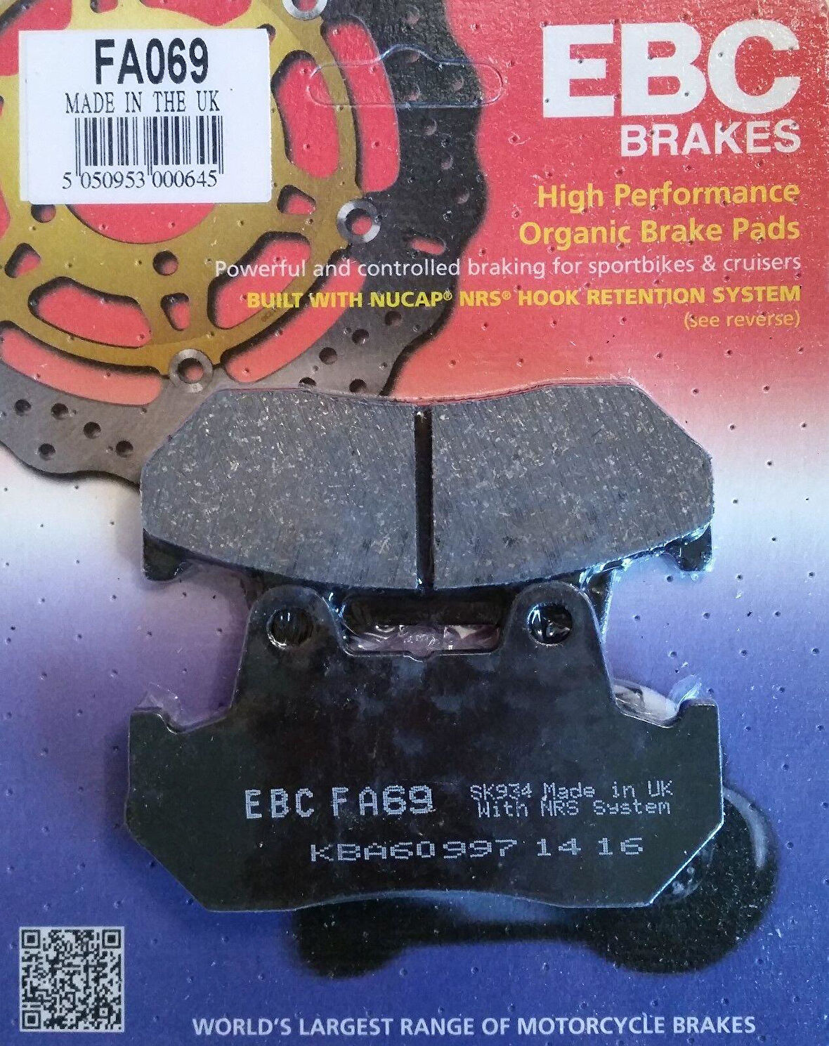 Ebc Fa069 1987-1990 Honda XL 600 Transalp Uyumlu Ön Fren Balatası Organik Balata