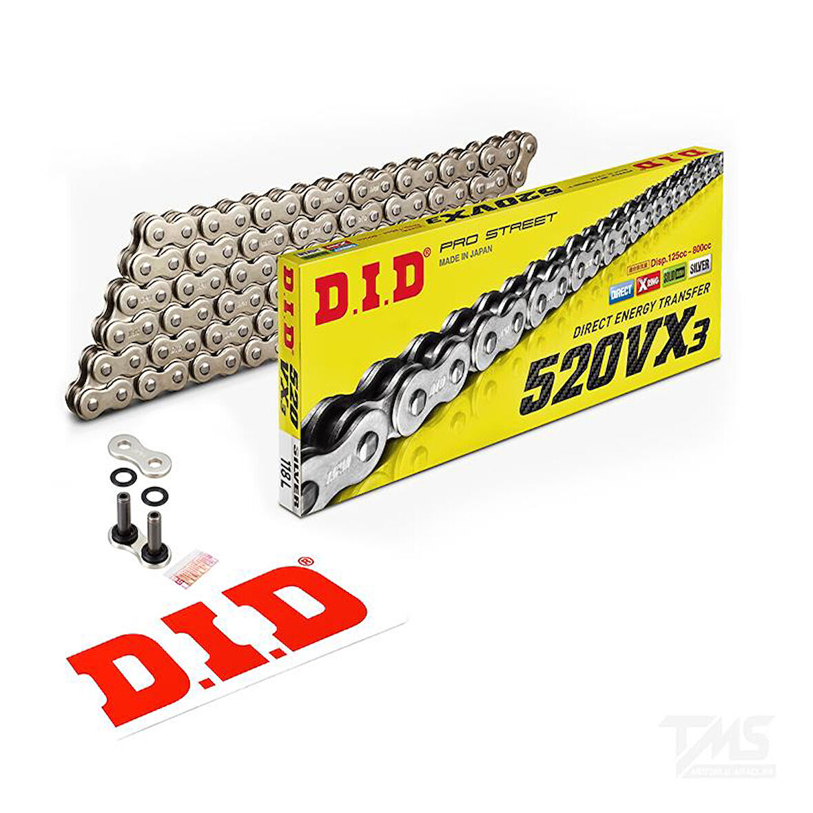 Did 520-112Vx3 1997-2003 Kawasaki EL 250 Uyumlu Zincir Vx3 Xring Silver (Gümüş) Renk