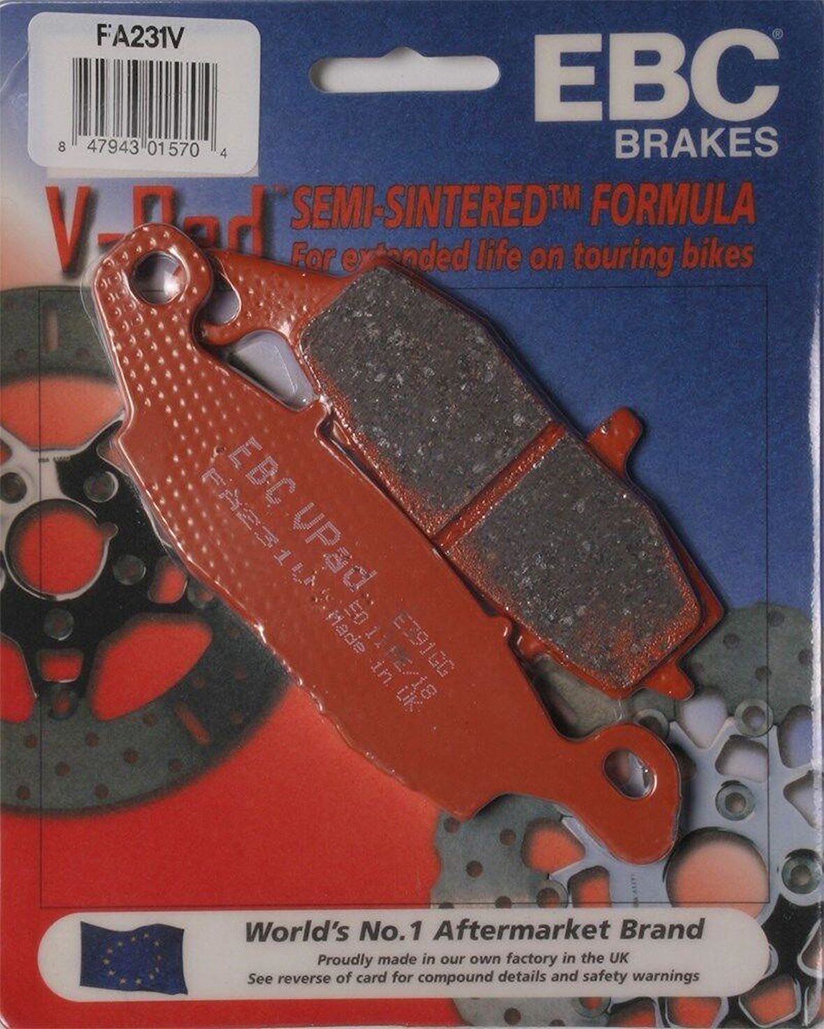 Ebc Fa231V 2004-2007 Kawasaki Z 750 S Uyumlu Ön Fren Balatası (Sağ) Yarı Sinterli Balata
