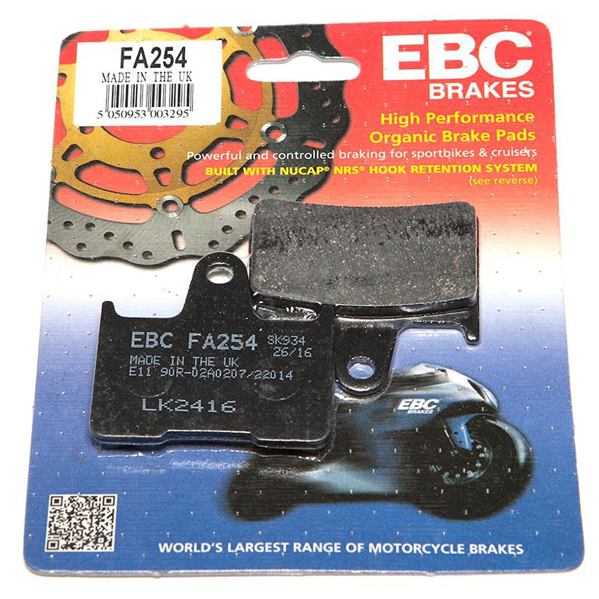 Ebc Fa254 2006-2020 Kawasaki ZZR 1400 ABS Uyumlu Arka Fren Balatası Organik Balata