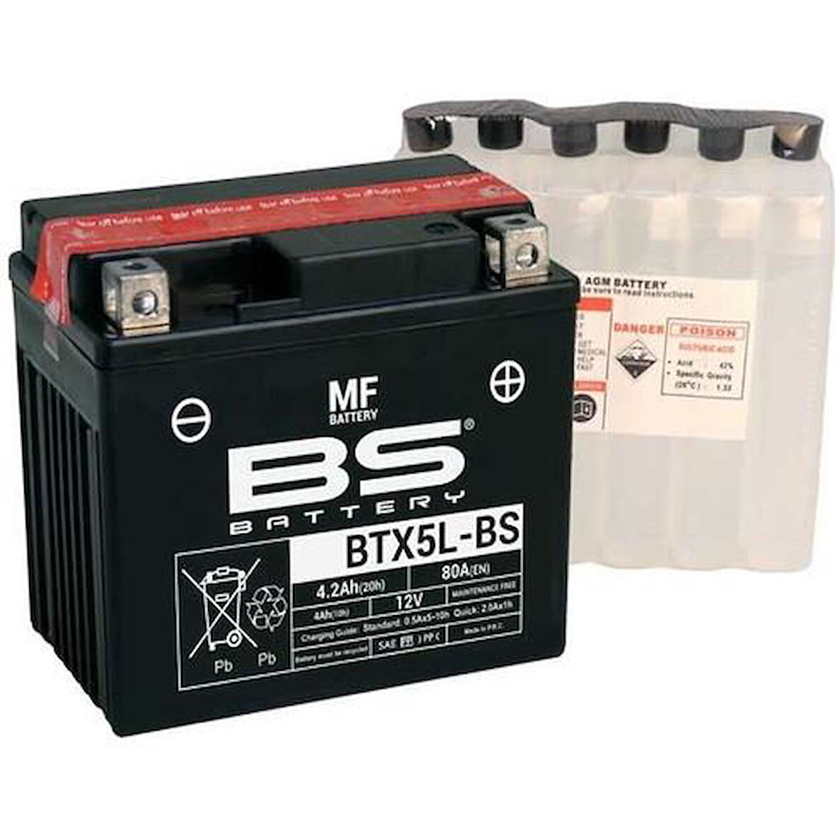 Bs Btx5l-Bs 2006-2011 KTM 250 EXC-F Uyumlu Akü Sulu Akü