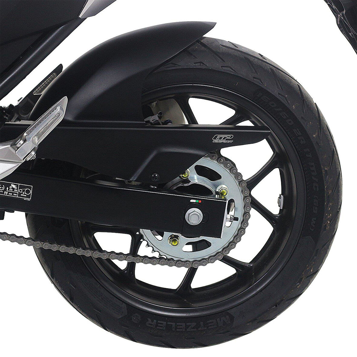 GP Kompozit 2012-2025 Honda NC 700 X-S / NC 750 X-S Uyumlu Zincir Korumalı Uzun Arka Çamurluk Siyah