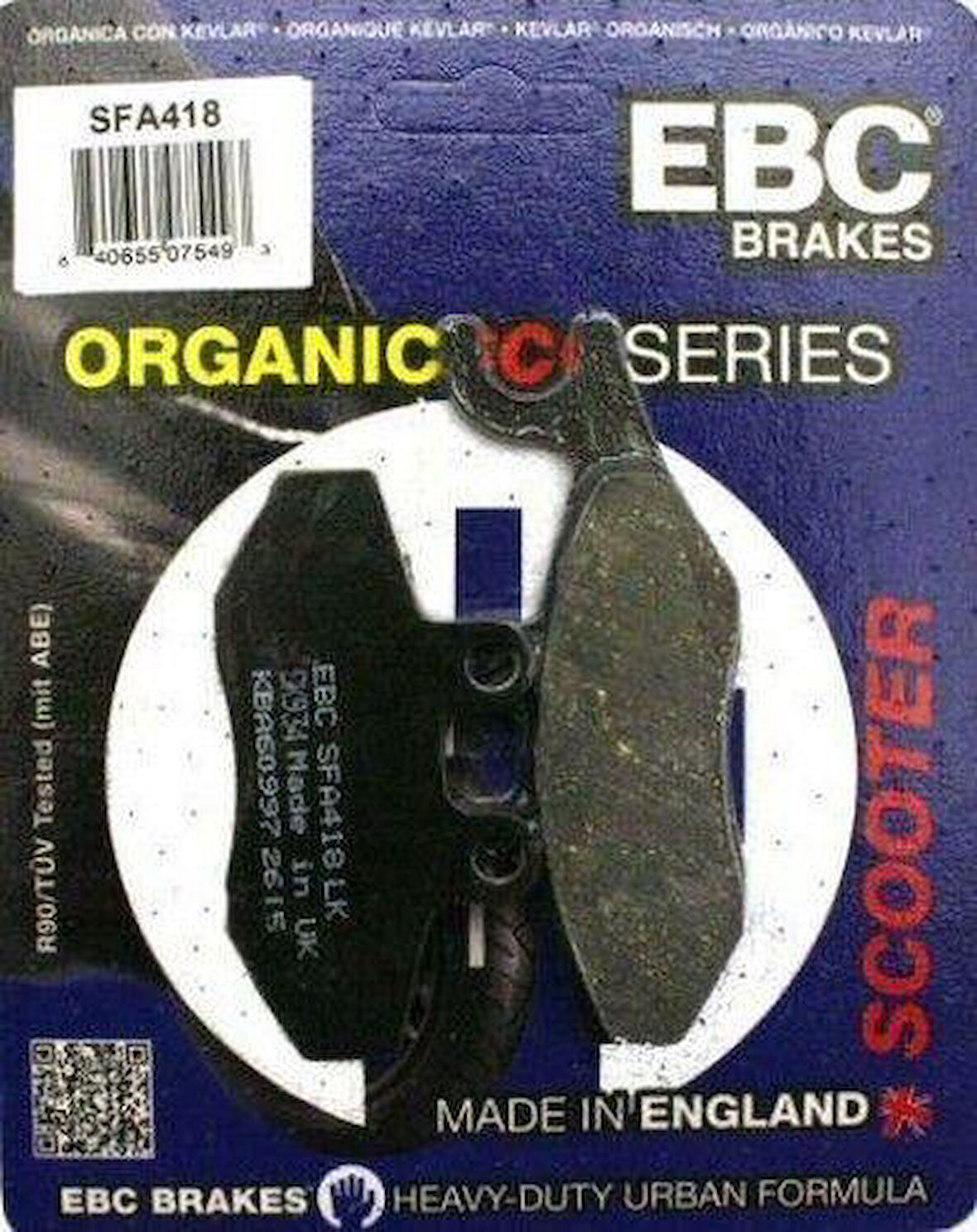 Ebc Sfa418 2022-2023 Piaggio Beverly 400 Uyumlu Arka Fren Balatası Organik Balata