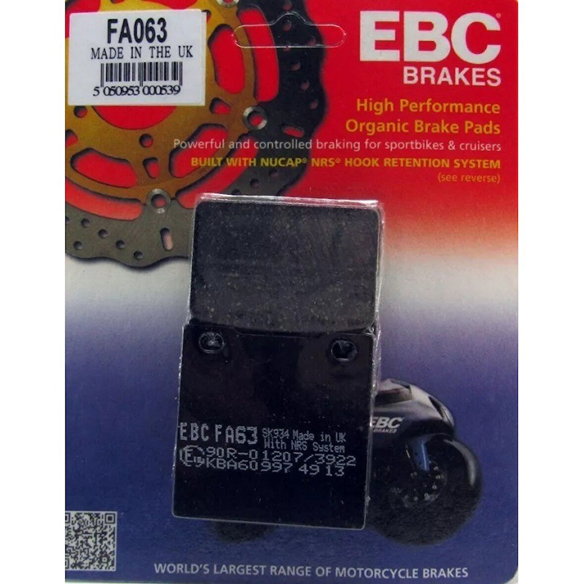 Ebc Fa063 2001-2005 Suzuki GSF 1200 Bandit S Uyumlu Arka Fren Balatası Organik Balata