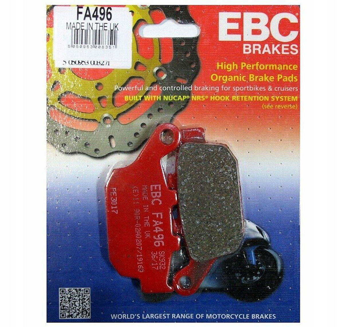Ebc Fa496 2012-2018 Suzuki GW 250F Uyumlu Arka Fren Balatası Organik Balata