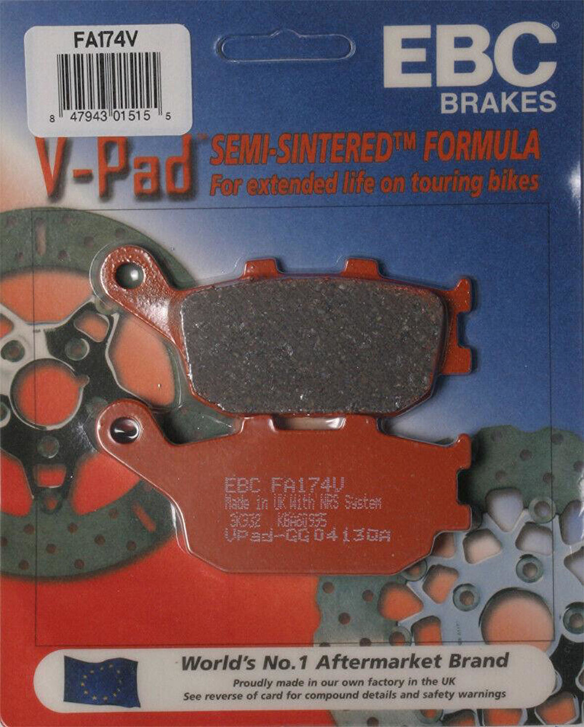 Ebc Fa174V 2010-2016 Suzuki GSX 1250 FA Uyumlu Arka Fren Balatası Yarı Sinterli Balata