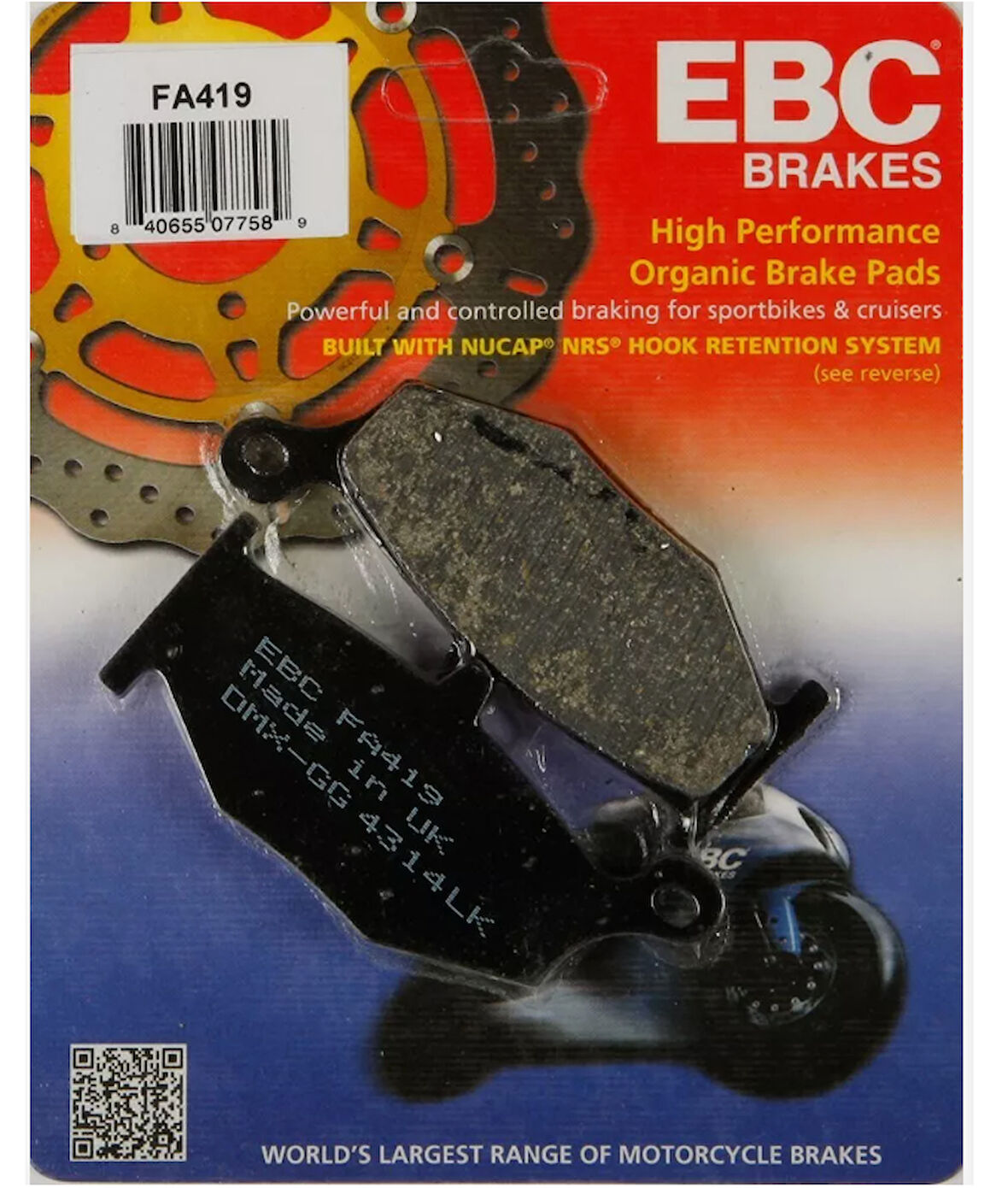 Ebc Fa419 2008-2024 Suzuki GSX-R 1300 Hayabusa Uyumlu Arka Fren Balatası Organik Balata