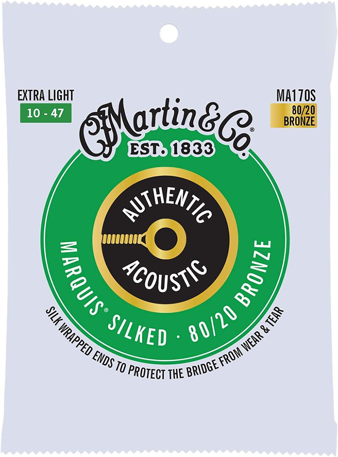 Martin MA170S Akustik Gitar Teli 10-47 Marquis Silked 80.20 Bronze Authentic Extra Light