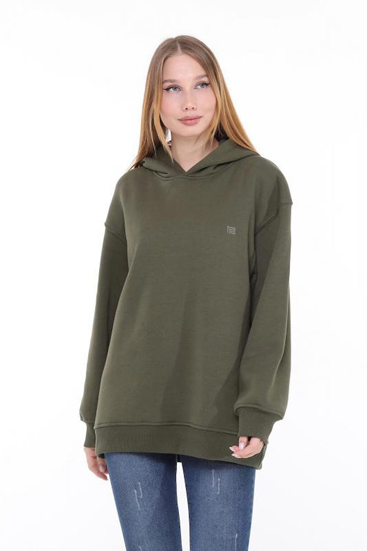 Pastelastore Pamuklu Kapüşonlu 3 İplik Şardonlu Kalın Oversize Sweatshirt