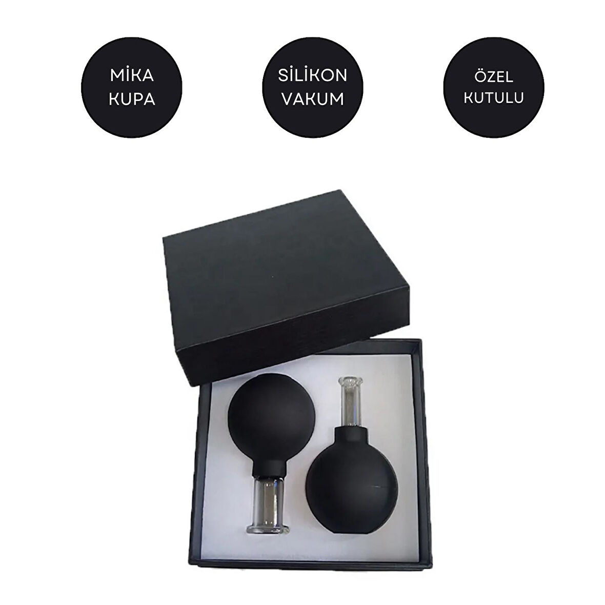 Mika Silikon Vakumlu Yüz Masaj Kupası 2'li Set Siyah Renk