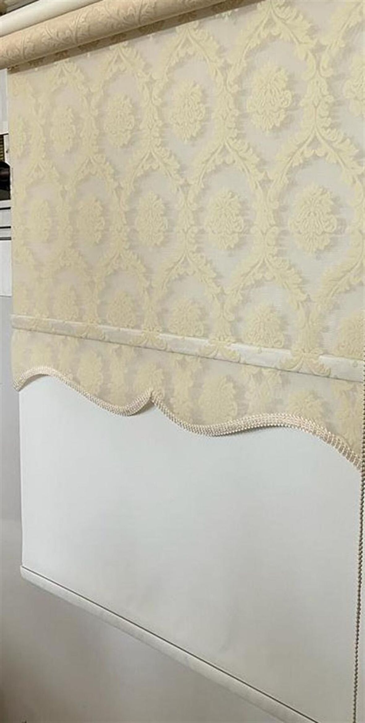 Çift Mekanizmalı Damask Tül Stor ve Ekru Stor Perde ST 044