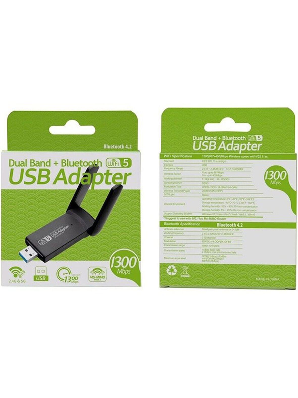 Studz AC1300 Mbps Dual Band USB 3.0 Adaptör Kablosuz Wifi Alıcı OUTLET