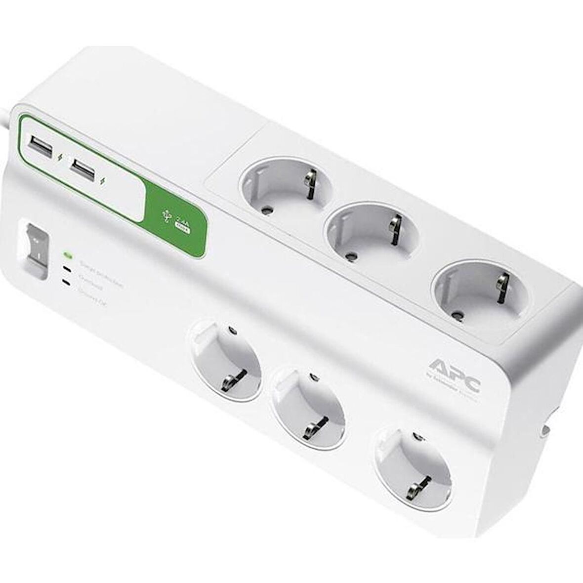 Schneider APC PM6U-GR 1836 Joule Anahtarlı 2 USB'li Akım Korumalı Priz