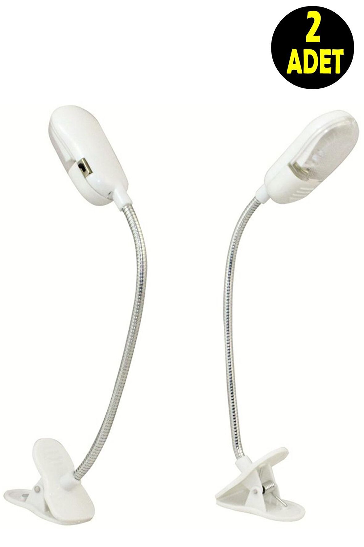 2 ADET Mandallı Pilli Ledli Gece Yatakta Kitap Okuma ve Aydınlatma Lambası Işığı (Mini Masa Lambası)