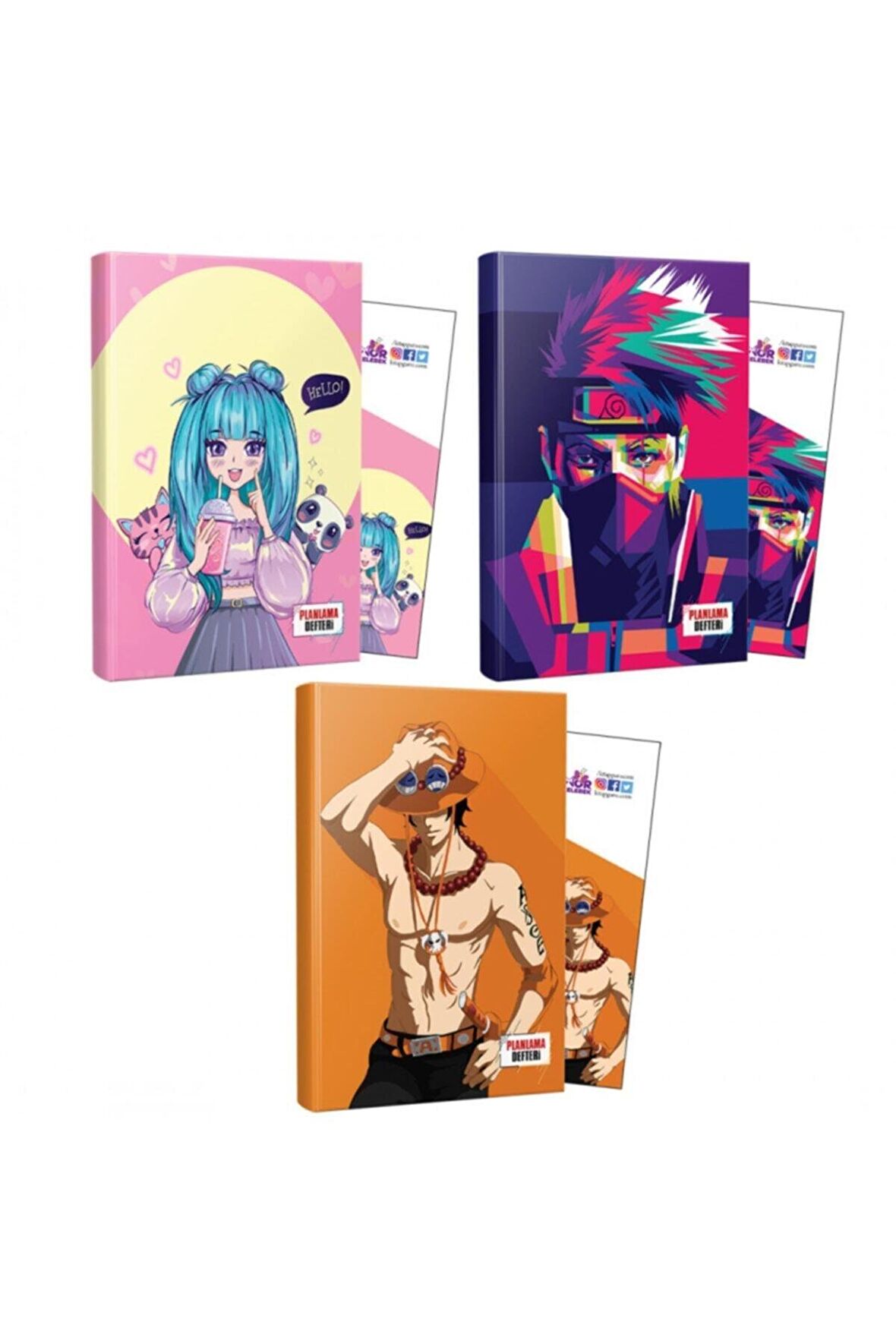 Üçlü Catgirl-naruto-ace Defter Ve Ayraç